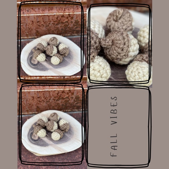 Handmade Crochet Acorns set of 6 Nature-Fall Woodland inspired decor - Picture 3 of 7